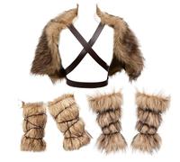 Joygoodta Costume viking uomini 3pcs/set di pellicce finte costumi barbarie medievali outfit vichingo per il cosplay di feste di Halloween