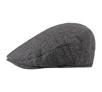 Joygoodta Flat cap for Men Classic Herringbone Newsboy cap Sun Protection Breathable Ivy Casual Warm Polyester Winter Hats for Father, Grandpa, Black, M Beret Hat