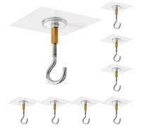 Joygoodta Ganci per soffitto adesivi, 8 pezzi di ganci adesivi ad alto contenuto, per soffitto in acciaio inossidabile robusti per piante, carillon del, luci, lanterna, vestiti