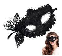 Joygoodta Maschera per travestimento da donna, maschera per travestimento nera alla moda con decorazioni a farfalla, occhi in pizzo sexy con cravatta, maschere veneziane per feste in costume da ballo
