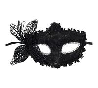 Joygoodta Maschera per travestimento da donna, maschera per travestimento nera alla moda con decorazioni a farfalla, occhi in pizzo sexy con cravatta, veneziana per ballo in