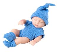 Joygoodta Mini Baby Doll, Bambola Neonato Realistica con Occhi Chiusi da 7 Pollici, Bambole per Dormire a Corpo Intero in Silicone Morbido con Vestiti, Blu