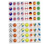 Joygoodta Mini Mahjong Set 64 pezzi Bandiera ＆ Modello a sfera Piastrelle Mahjong Gioco di fuga Set da viaggio da 24 mm Gioco a blocchi riutilizzabile per la festa di picnic primaverile Mah Jong