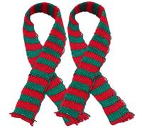 Joygoodta Mini sciarpa da 2 pezzi, mini sciarpa natalizia lavorata a maglia a strisce rosse e verdi per la bambola del pupazzo di neve di arte artigianale fai-da-te, accessori per bambole da 12x1 pol