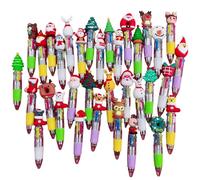 Joygoodta Penne natalizie da 30 pezzi Penne a sfera multicolori 4 in 1 a tema natalizio per compleanni e feste per bambini