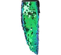 Joygoodta Sequin Skirt, Long Belly Dancing Skirt, Adjustable Sparkly with Strap, Sexy Sequin for Women Rave Festival Party, L Belly Dance