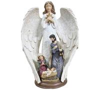 Joygoodta Statuine del presepe di Natale Statua della Sacra Famiglia in Resina con Scultura di Angelo Statue religiose Vintage per la Decorazione della tavola di Natale per la CAS