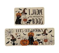 Joygoodta Tappeto da cucina di Halloween 2 pezzi/set spettrali e tappeti in poliestere di tappeti in poliestere fantasma e zucca di Halloween per pavimenti