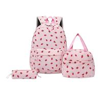 Joygoodta Zaino alla fragola con pranzo e busta dello zaino di fragola carino per ragazze lampada da scuola alla moda leggera per adolescenti