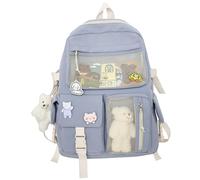 Joygoodta Zaino kawaii, zaino per bambini carino con perno e carta e orso, borsa per la scuola di capacità con più tasche per adolescenti, ragazze carine