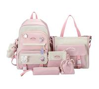 Joygoodta Zaino per bambini per ragazze 5 pezzi/set di grandi dimensioni di kawaii con pendenti kawaii, borsa a traco