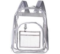 Joygoodta Zaino scolastico trasparente, borsa trasparente, borse per biblioteca approvate dallo stadio, zaini in PVC impermeabili per concerti, scuole, sport universitari, lavoro, viaggi, grigio
