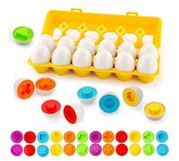 JoyGrow Uova di Abbinate Colore e Forma Riconoscimento 12pcs Montessori Uova Plastica Giocattoli Educativi per Bambini Abbinamenti Regalo Natale Viaggio Regalo Apprendimento Educativo (12PCS)