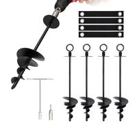 Joyhalo Confezione da 4 picchetti resistenti per trampolino, kit di ancoraggio a terra con cacciavite, picchetti a spirale per vento forte, picchetti per tenda per trampolino, tettoie, set altalena