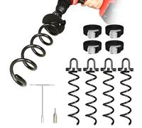 Joyhalo Kit di 4 picchetti resistenti per trampolino con avvitatore, picchetti per tenda per trampolino, set di altalene, tettoie, picchetti per trampolino ad alto vento, ancoraggio a terra a spirale