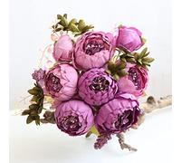 JOYHAZE 1 bouquet di peonie artificiali da 48,3 cm in seta con boccioli per decorazione di matrimoni, casa, feste, ufficio, centrotavola, composizioni floreali fai da te (viola)