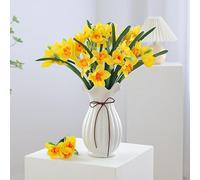JOYHAZE 10 narcisi artificiali, narcisi artificiali a stelo lungo 46 cm, fiori di narciso in seta, per casa, cucina, decorazione per matrimoni, composizioni floreali fai da te, centrotavola da