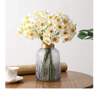 JOYHAZE 2 fasci di narcisi artificiali, 12 narcisi in seta a stelo lungo, bouquet di fiori per casa, feste, ufficio, giardino, matrimoni, composizioni floreali fai da te, centrotavola, bianco