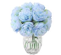 JOYHAZE 8 peonie artificiali, peonie in seta a stelo singolo, fiori finti per matrimoni, casa, ufficio, feste, decorazione per finestre, centrotavola, composizioni floreali fai da te (blu)