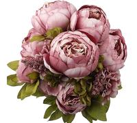 JOYHAZE 1 Pack Faux Bouquet di peonie, 19'' Seta Grandi Fiori di peonie con boccioli per la decorazione di ufficio riunione di famiglia di matrimonio, centrotavola composizione, floreale