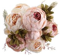 JOYHAZE 1 Pack Faux Bouquet di peonie, 19'' Seta Grandi Fiori di peonie con boccioli per la decorazione di ufficio riunione di famiglia di matrimonio, centrotavola composizione, floreale
