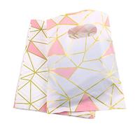 Joyhey 100 sacchetti di plastica per merce, sacchetti per la spesa, sacchetti regalo, con manici fustellati, motivo geometrico bianco