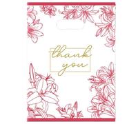 Joyhey 100 sacchetti di plastica per merchandising, 14,7 x 19,8 cm, con manici fustellati, rosa grazie