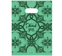 Joyhey 100 sacchetti di plastica per merchandising, 29,7 x 39,9 cm, con manici fustellati, con scritta "Thank You", colore: verde