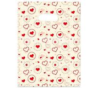 Joyhey 100 sacchetti di plastica per merchandising, 29,7 x 39,9 cm, con manici fustellati, cuore rosso