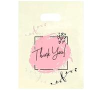 Joyhey 100 sacchetti di plastica per merchandising, 29,7 x 39,9 cm, con manici fustellati - Thank You-6