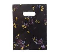 Joyhey 100 sacchetti di plastica per merchandising, sacchetti per la spesa, sacchetti per la vendita al dettaglio, sacchetti regalo con manici fustellati, colore nero grazie, Rosa, 7.8x9.8 Inch (Pack