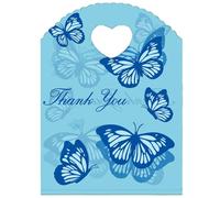 Joyhey 100 sacchetti di plastica piccoli da 12,7 x 20,3 cm, sacchetti per la spesa al dettaglio con manici fustellati - Blue Thank You (altri modelli disponibili)