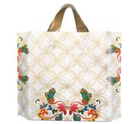 Joyhey 50 sacchetti di plastica per merce, 24,9 x 30 cm, sacchetti per la spesa con manici, motivo floreale dorato (più modelli disponibili)