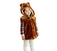 JOYHY Unisex Bambini Carino Peluche Cappuccio Gilet Orso Bruno L