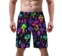 Joyidec Costume da bagno da uomo, ad asciugatura rapida, con tasche interne in rete, Funghi magici, X-Large