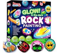 JOYIN 10 pezzi Kit Pittura di pietra per bambini con 18 colori (colle glitter e metallizzato e colori standard) Materiali artistici per bambini Attività da famiglia Regalo di compleanno