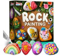 JOYIN 10 pezzi Kit Pittura di pietra per bambini con 18 colori (colle glitter e metallizzato e colori standard) Materiali artistici per bambini Attività da famiglia Regalo di compleanno