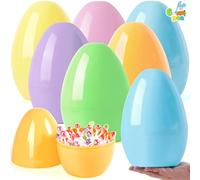 JOYIN Uova di Pasqua jumbo da 25,4 cm, 6 uova giganti vuote in plastica pastello, riempibili, per ripieni pasquali, bomboniere, caccia, premi in ecorazioni