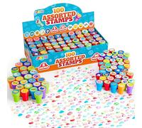 JOYIN 100 Timbri per Bambini, Timbri Autoinchiostranti con Animali e Dinosauri per Decorare Uova di Pasqua, Regali per Feste di Compleanno, Riempitivi per Sacchetti Regalo