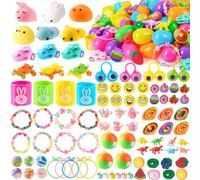 JOYIN 100 uova di Pasqua pre-riempite con giocattoli assortiti, uova di Pasqua preriempite con giocattoli, riempitivi per cestini pasquali per bambini, caccia alle uova di Pasqua, cestino di Pasqua