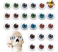 JOYIN 12 paia (24 pezzi) Occhi realistici spaventosi Halloween Bulbi oculari di plastica Trick or treating Artigianato per decorazione di festa Puntelli orrore Decorazione Colore bianco