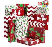 JOYIN 12 PCS 14 "x 9,5" x 2 "Scatole di avvolgimento della camicia natalizia con coperchio e base, vestiti, scatole di veste da avvolgimento, scatole regalo, compleanni, matrimonio, 4 disegni