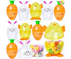 JOYIN 12 Pezzi Uova di Pasqua Plastica da Riempire Pasqua Addobbi Sorpresa Giocattoli, Riempitivo cesto, conchiglie Uova riempibili, Ornamenti di Uova di Pasqua