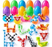 JOYIN 12 Pezzi Uova di Pasqua Pre-riempite con Mini Snake Cubes Twist Puzzle Giocattoli Snake Speed Cube Fidget per Bambini Festa di Pasqua Favore Caccia all'Uovo Scambio in Classe