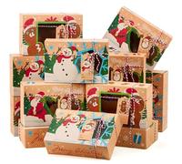 JOYIN 12 scatole da forno per biscotti di Natale, 22,2 x 14,6 x 7 cm, con finestra auto-popup per dolci, cupcake, biscotti, brownie, ciambelle
