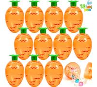 JOYIN 12 uova di Pasqua a forma di carota, 9,4 cm, in plastica vuote riempibili, in plastica trasparente arancione brillante per caccia alle uova di Pasqua, feste a tema pasquale, riempitivi per