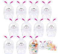JOYIN 12 uova di Pasqua vuote da 9,4 cm a forma di coniglietto, riempibili, in plastica bianca, per caccia di Pasqua, feste a tema, cestini, giocattoli per riempire dolcetti