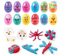JOYIN 12 uova preriempite con schiuma morbida per perline, uova di plastica pasquali con riempitivi in schiuma, caccia alle uova di Pasqua per bambini, cestino riempitivo, decorazione per feste di