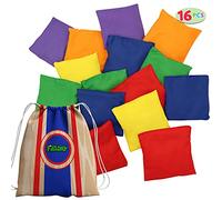 JOYIN 16 sacchetti di fagioli Cornhole per lancio set 12x12cm sacchetti di fagioli lancio 16 pezzi sacchetti di fagioli all'aperto gioco di buchi nel sacco adulti per accessori per giochi di festa