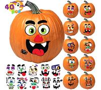 JOYIN 18 fogli con 40 facciate di adesivi Halloween zucca con 12 differenti espressioni facciali e differenti formati,FARE UNA FACCIA decorazione divertente e carina per bambini Dolcetto o scherzetto